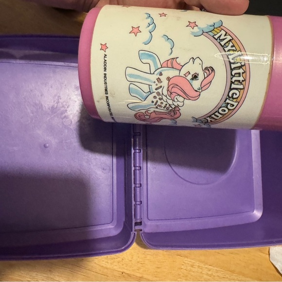 Vintage My Little Pony Lunchbox with Thermos Purple Plastic Aladdin Hasbro 1990 - Picture 3 of 4
